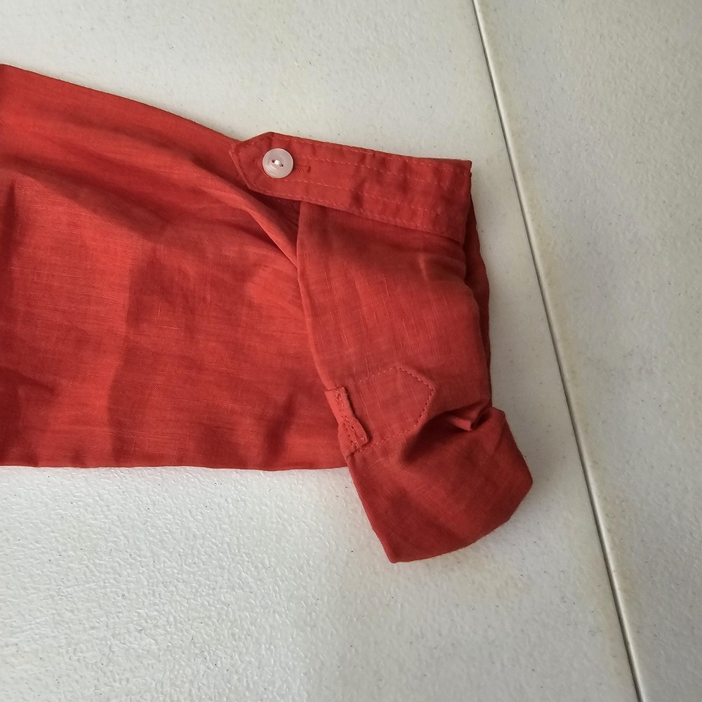 Chicos Shirt Womens Small Linen Roll Tab Sleeve Utility Pockets Button Front Top - Picture 6 of 9